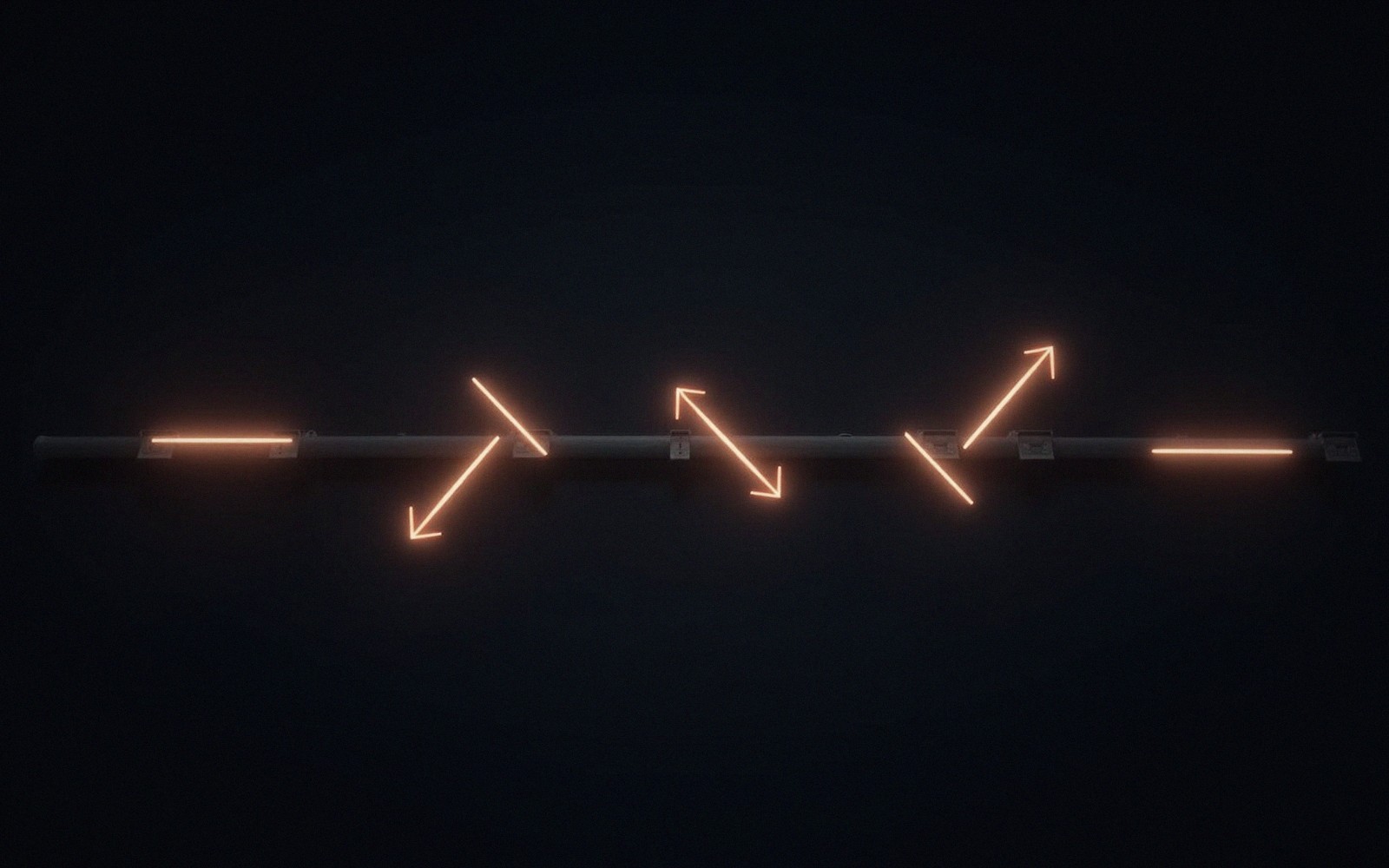 Glowing orange arrows pointing up and down along a horizontal line in darkness